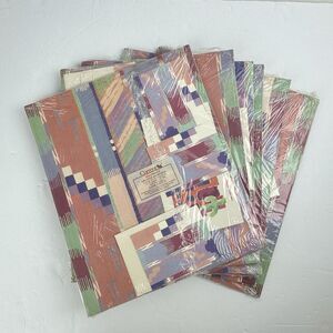 Vintage Lot 6 Flat Fold Gift Wrapping Paper Sets 90s Southwest Cactus Geometric